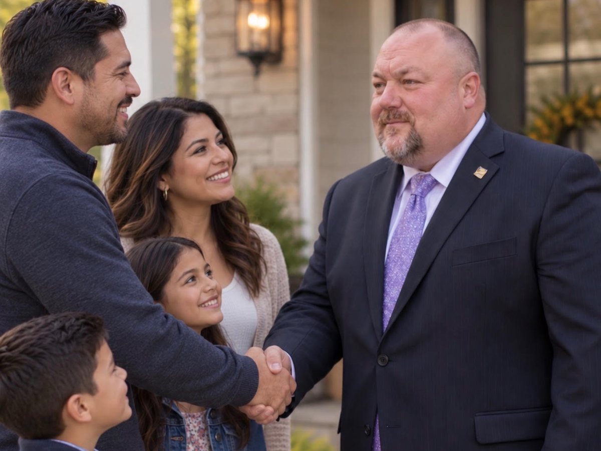 Albuquerque family law attorney Christopher L. Green meeting with parents and their two children